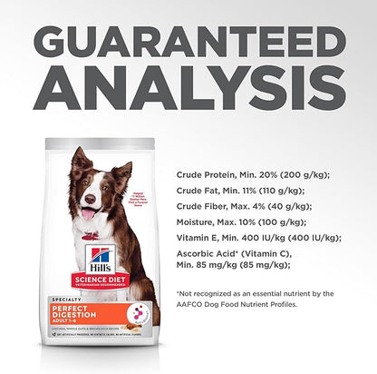 Hill's Science Diet Adult 1-6 Perfect Digestion Dry Dog Food, Chicken, Brown Rice, & Whole Oats, 3.5 lb. Bag