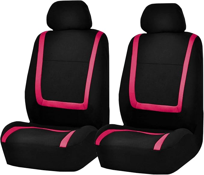 FH Group Car Seat Covers Front Set in Cloth - Car Seat Covers for Low Back Car Seats with Removable Headrest, Universal Fit,Automotive Seat Covers,Washable Car SeatCover for SUV,Sedan,Van Pink