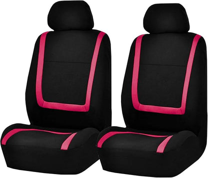 FH Group Car Seat Covers Full Set Cloth - Universal Fit Washable Automotive Seat Covers, Low Back Front Seat Covers, Solid Back Seat Cover for SUV, Sedan and Van Pink