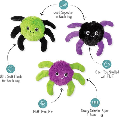 Fringe Studio Pet Toy, Webbed in Mischief Plush Dog Toy 3 PCS Set, PetShop Collection (662190)