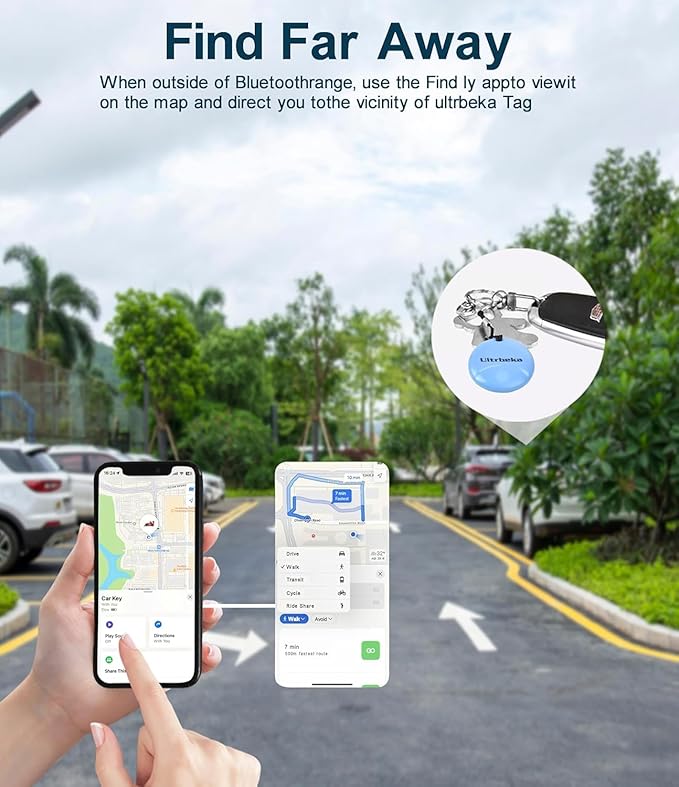 Ultrbeka Tracker 4 Pack Bluetooth Item Finder for iPhone – MFi Certified Smart Tracker Compatible with Apple Find My, Replaceable Battery, IP67 Waterproof Key Finder for Keys, Wallet, Luggage