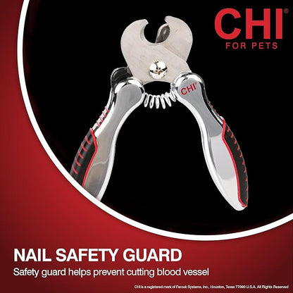 CHI for Dogs Nail Clipper for Large Breeds - Stainless Steel Dog Nail Trimmer with Safety Guard and Non-Slip Ergonomic Handle for Controlled Trimming of Thick Nails, Standard Nail Clipper, Large