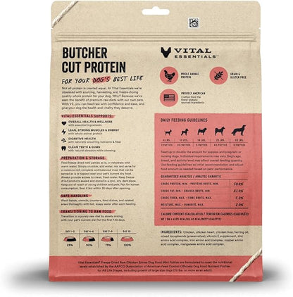 Vital Essentials Freeze Dried Dog Food, Raw Chicken Mini Patties | Complete Meal or Topper | High Protein, Grain Free Dry Dog Food | 14 oz Bag