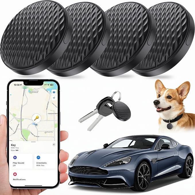 Mini GPS Tracker for Vehicles No Subscription (iOS Only) - 2 Pack | Car Tracker Tag with Audio, Hidden Tracking Device Work with Find My for Kids, Dogs, Key, Luggage