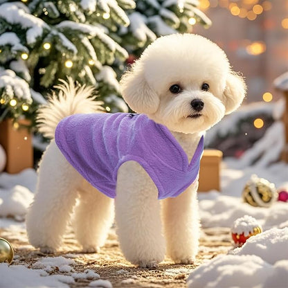 Rbenxia 4 Piece of Rose Red Dog Sweater with Leash Ring Soft Fleece Vest Dog Pullover Warm Jacket Pet Dogs Clothes Winter Dogs Outfits for Small Puppy Cat Pets (Rose Red+Red+Blue+Purple, Large)