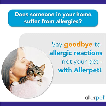 Allerpet Cat Dander Remover w/Free Applicator Mitt - Effective Cat Dander Remover - Anti Allergen Solution Made in USA - (12oz)