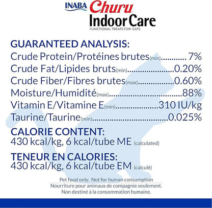 INABA Churu for Cats, Functional, Creamy Lickable Purée Cat Treat for Indoor Care and Hairball Control, 0.5 Ounces Each, 24 Tubes (4 per Pack), 2 Flavor Tuna and Chicken Variety Pack
