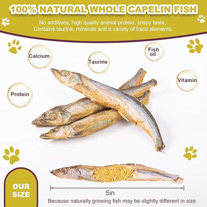 Dylan's cabin Freeze Dried Capelin Fish - Single Ingredient Cat and Dog Treats Natural Animal Protein Healthy Tasty Snacks for Training (85g)
