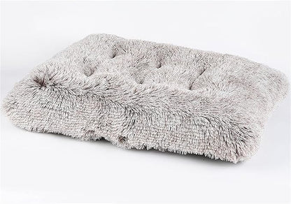 Liveinu Long Plush Calming Pet Bed Cuddler Pet Bed for Dogs and Cats Fluffy Faux Fur Dog Bed with Anti Slip Bottom Machine Washable Pet Sleep Bed Crate Mat Gradient Khaki 2XL