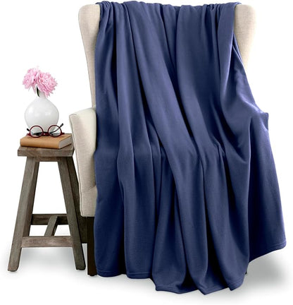 Microfleece Queen Size Blanket | Supersoft Lightweight Throw Blanket | All-Season Comfort | Navy