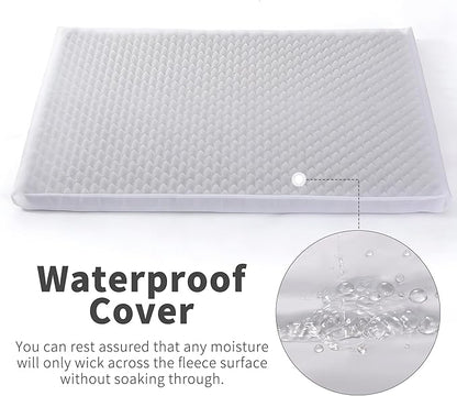 Orthopedic Dog Bed for Large Dogs, Removable Washable Cover & Waterproof Lining, Egg Support Foam with Stripe Faux Rabbit Fur, 47x32x3 Inches, Gray