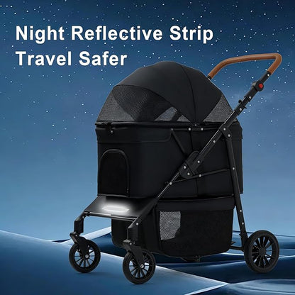 Medium Pet Stroller for Small & Medium Dogs, Double Dog Stroller for 2 Dogs, 80 Lbs Capacity Lightweight Integrated Design, Easy Setup Durable Pet Cart with Safe & Comfort Travel