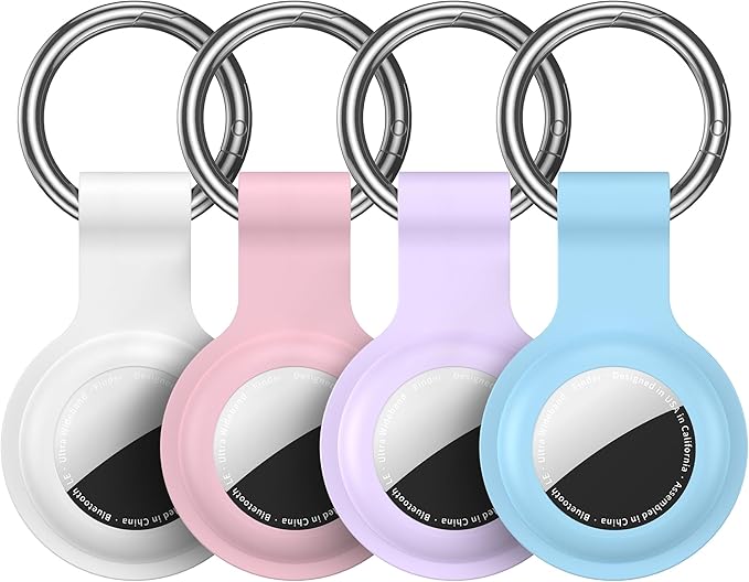 Compatible with AirTag Holder Case Keychain 4 Pack,for AirTag 2nd & 1st Generation Key Chain Ring Case Cover for Air Tag Holder GPS Tracker Air Tag 2nd gen Finders Air Tagholder for Kids,Bags,Luggages