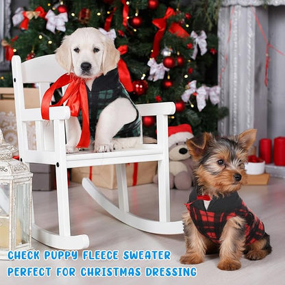 Reginary 10 Pack Small Dog Sweaters Fleece Pet Dog Clothes with Leash Ring Soft Warm Winter Puppy Plaid Shirt(Stylish)
