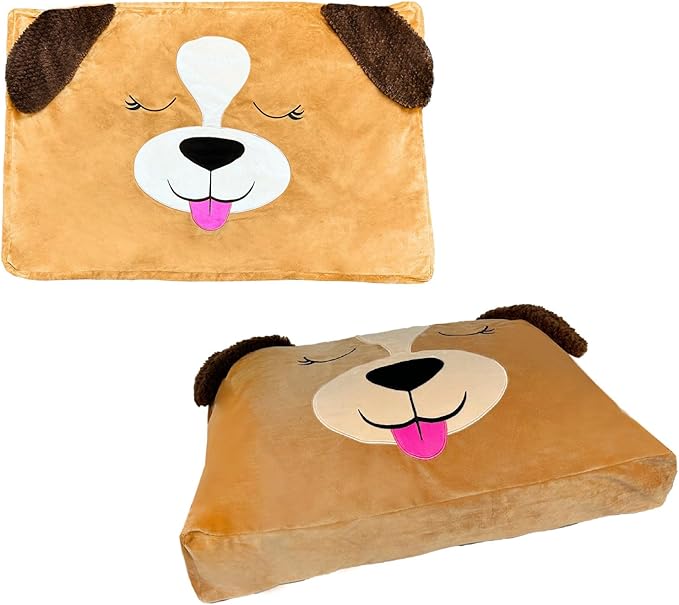 Happy Nappers Pet Bed in A Box Slipcover: Biscuit The Beige Dog - XLarge - 42x28 Character Bed Case, Stuff & Fill with Your Scent-Pillows-Clothes