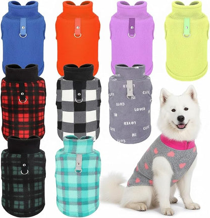 Reginary 10 Pack 3X-Large Dog Sweaters Fleece Pet Dog Clothes with Leash Ring Soft Warm Winter Puppy Plaid Shirt(Stylish)