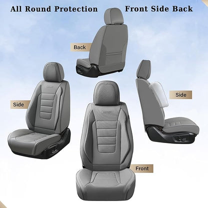 Coverado Front Seat Covers, Car Seat Cover, Gray Seat Covers for Cars, Car Seat Protector, 2PCS Waterproof Faux Leather Car Seat Cushion, Luxury Seat Cushions, Auto Seat Covers Fit for Most Vehicles