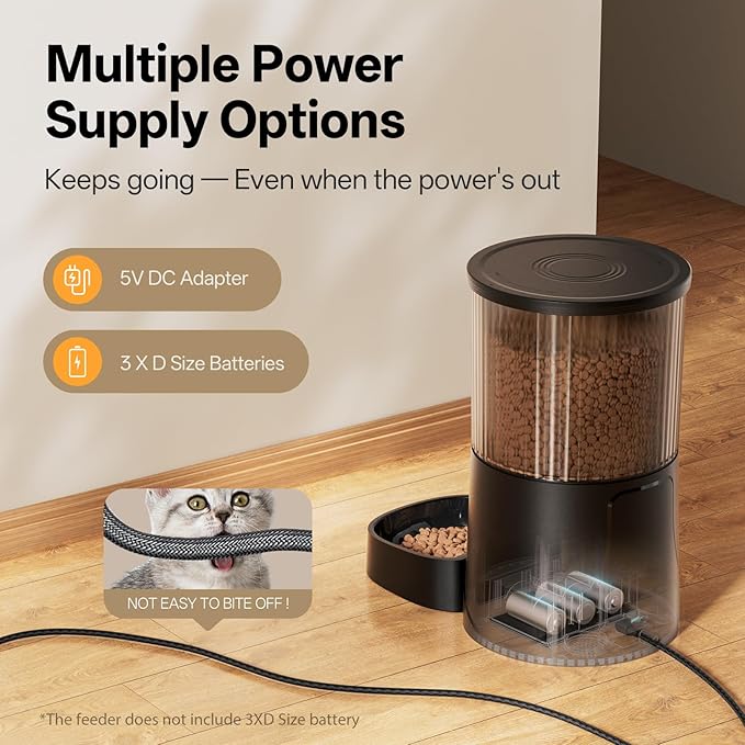 PETULTRA Automatic Cat Feeder WiFi- 5Ghz Cat Food Dispenser with APP Remote Control- Auto Pet Feeder for Small Dog Indoor- Easy to Set Up and Clean- Dual Power with Desiccant Bag Keep Fresh