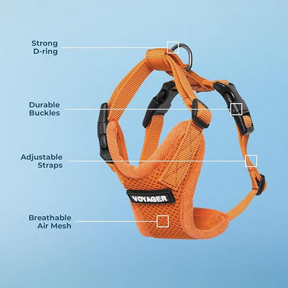 Voyager Step-in Pet Harness - All Weather Mesh, Adjustable Step in Harness for Cats and Dogs by Best Pet Supplies - Orange, XL