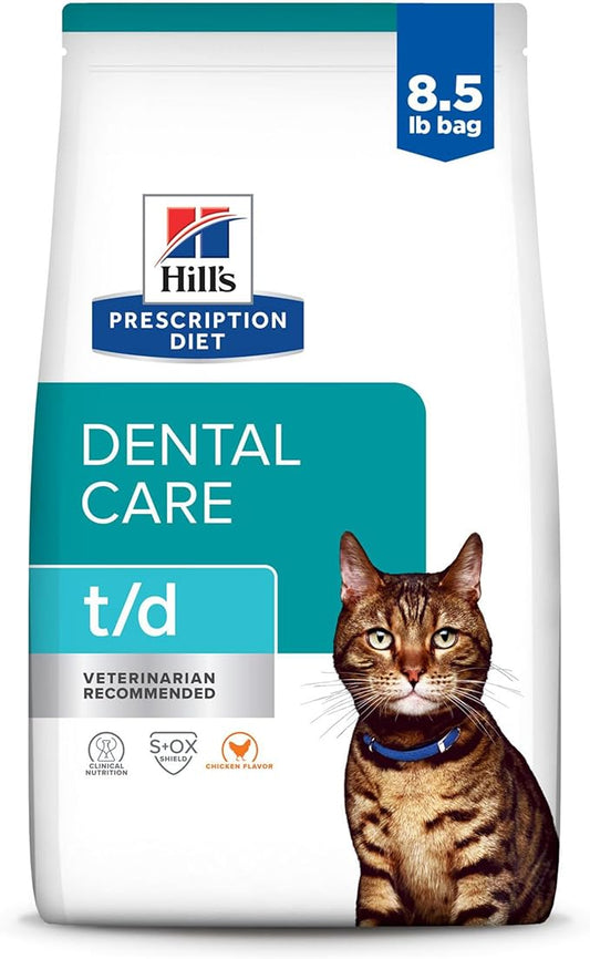 Hill's Prescription Diet t/d Dental Care Dry Cat Food, Chicken, 8.5 lb. Bag