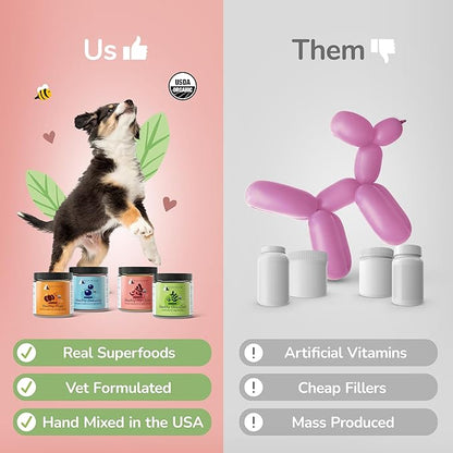 kin+kind Skin and Coat Supplement for Dogs & Cats – Natural Vitamin Supplements with Organic Ingredients for Shiny Fur, Moisturized Skin & Overall Pet Wellness – Dog Essentials & Cat Essentials – 8oz