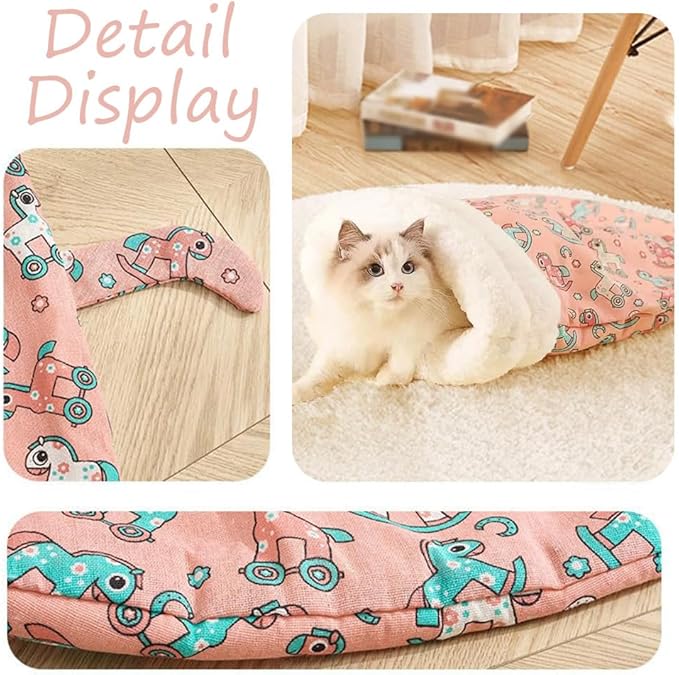 2PC Cat Sleeping Bag for Indoor Cats,Cat Sleeping Bag,Cozy Pet Nest for Cats, Winter Washable Wrap Pet Snuggle Sack for Kitten Puppy(Blue+Green)
