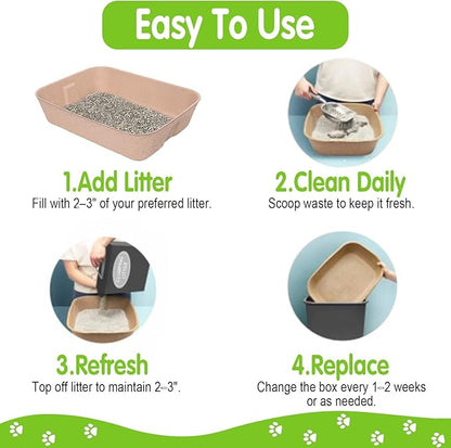 2 Pack Disposable Cat Litter Box, Travel Litter Box,Eco Friendly 100% Recycled Paper