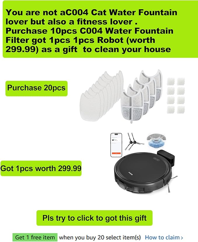 Replacement Filters and 4 Packs Sponges for 152oz/4.5L PGID Cordless Cat Water Fountain