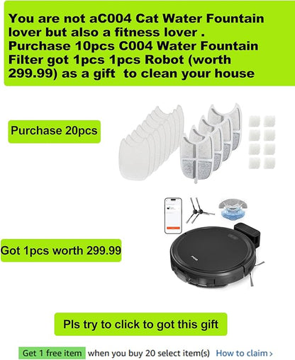 Replacement Filters and 4 Packs Sponges for 152oz/4.5L PGID Cordless Cat Water Fountain