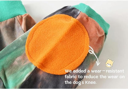 Dog Cotton Green Orange Tie Dye T-Shirts Soft and Stretchy Breathable Pet Shirt Pajamas Pets Clothes for Large Dogs (GreenOrange, Large)