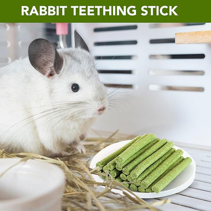 WDEFUN 45 PCS Timothy Hay Sticks for Rabbits Natural Molar Teeth Stick Chew Toys for Bunnies Chinchillas Guinea Pigs Hamsters and Other Small Animals Treats