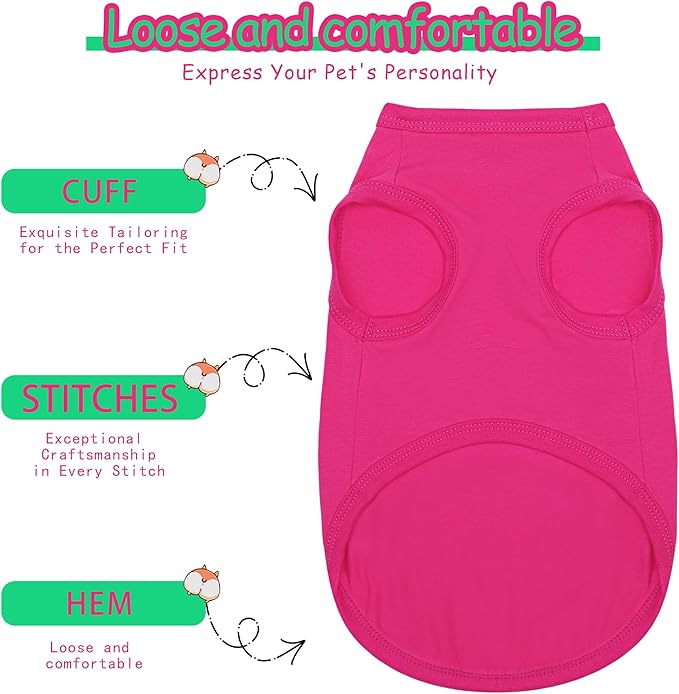 Paiaite Dog Clothes Fashionable Sleeveless Pet Vest: 'Little Miss Sassy' Printed Cotton Dog Shirt, Ideal for Small, Medium, and Large Breeds, Ensuring Comfort and Breathability Green 3XL