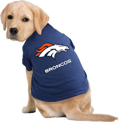Littlearth NFL Denver Broncos Pet T-Shirt, Team Color, Large