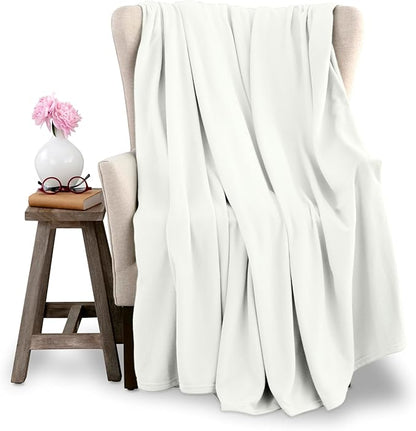 Vellux King Size Microfleece Blanket | Fleece Bed Blanket | All-Season Comfort| Supersoft Lightweight Throw Blanket | Plush Throw Blanket for Bed Couch or Sofa | Travel Blanket | Pet-Friendly | White