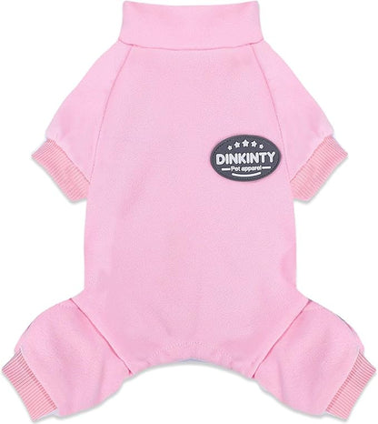 Fleece Dog Pajamas Dog Sweater for Small Dogs Girl Boy Winter Warm Soft Puppy Pjs Stretchy Jumpsuit Doggie Pet Clothes Outfits XXS~L (Pink, Large)