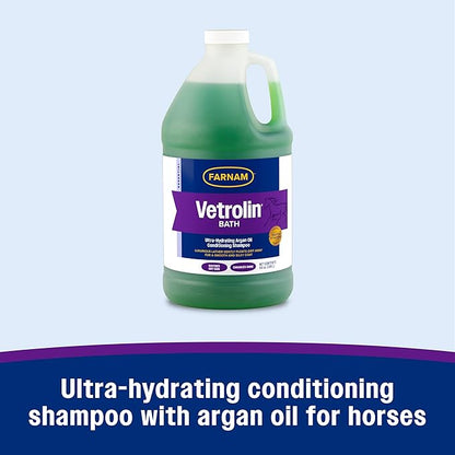 Farnam Vetrolin Bath, Ultra-Hydrating Argan Oil Conditioning Shampoo, Enhances Shine, Soothes Dry Skin, for Horses and Dogs, 64 oz.
