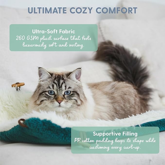 The Cat Ladies Self Warming Heated Cat Bed Mat - Heated Outdoor Kitten Bed Mat - Non Electric Heating Pad - for Indoor and Outdoor Cats - Reversible Comfortable Design - Dark Green