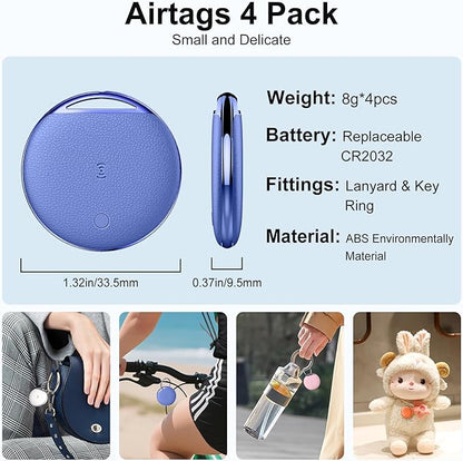 Air Tracker Tags-4 Pack, Smart Tag Work Compatible with Apple Find My (iOS Only), Bluetooth Tag Item Finders IP68 Waterproof Replaceable Battery for Wallet, Luggage, Backpack, Key, 4 Colors