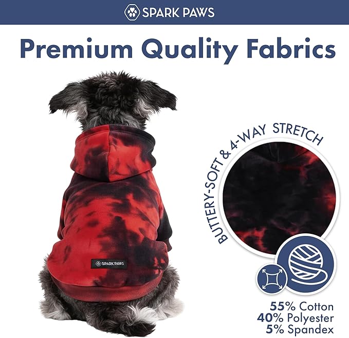 Spark Paws Dog Hoodie – Premium Dog Sweater for Small, Medium, and Large Dogs | Warm Outfits for French Bulldogs, Pitbull, Puppy, Winter Jacket Alternative - Red & Black - L