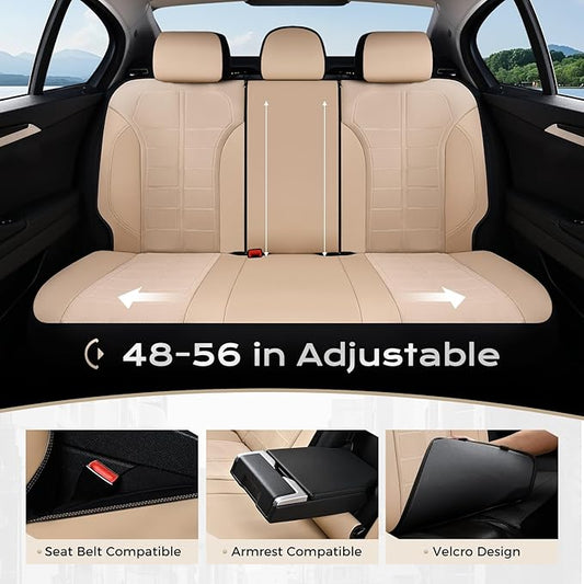 Coverado 3D Air Mesh Rear Car Seat Cover, Sports Carbon Fiber Design, Breathable Seat Protectors Airbag Compatible Comfort Universal for Most Cars, Van,Trucks, SUV, Beige