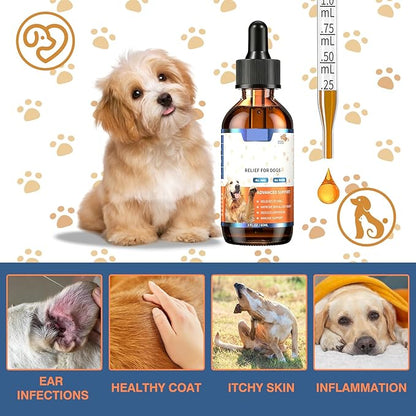 Pet Immune Support for Reducing Irritation, Gentle Critical Immune Defense for Cats & Dogs with Improve Skin and Coat Health, Easy Feeding Animal Essentials Drops - 2 FL.OZ [60ml]