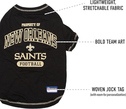 NFL New Orleans Saints Dog T-shirt X-Large. - Licensed Shirt for Pets Team Colored with Team Logos- Premium Stretchable Materials for the comfort of your Dog & Cat