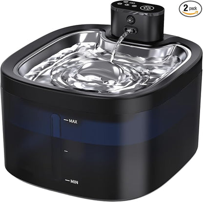 Cat Water Fountain Cordless: Battery Operated 118oz/3.5L Pet Water Fountain for Cats Indoor with Motion Sensor, Cat Drinking Fountains with Stainless Steel Tray, Ultra Quiet, Easy-to-Clean