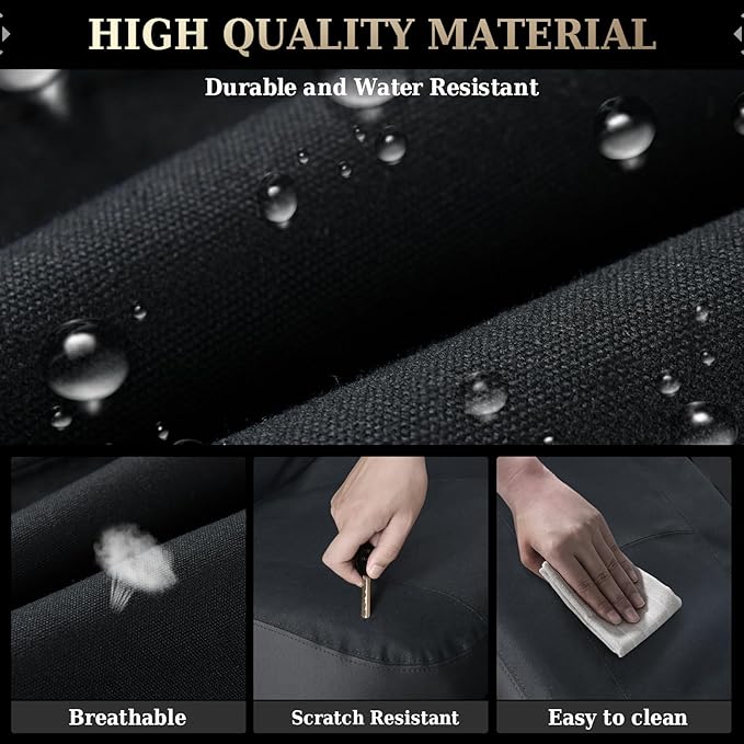 Coverado Car Seat Covers Front, Canvas Universal Seat Covers for Cars, 2-Pack Car Seat Cushions, Auto Seats Protectors for Kids & Dogs, Driver Seat Covers Fit for Most Vehicles Trucks SUVs/Black