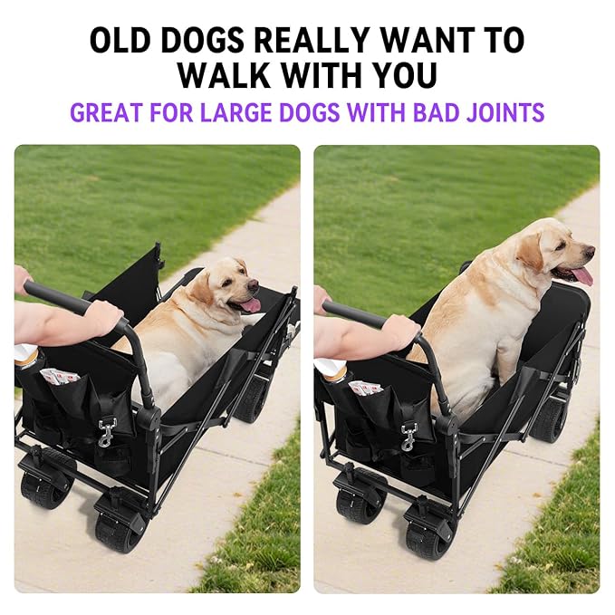 TKYZ Large Dog Stroller Cart,Foldable Dog Wagon Cart for Medium & Large Dogs with Tailgate