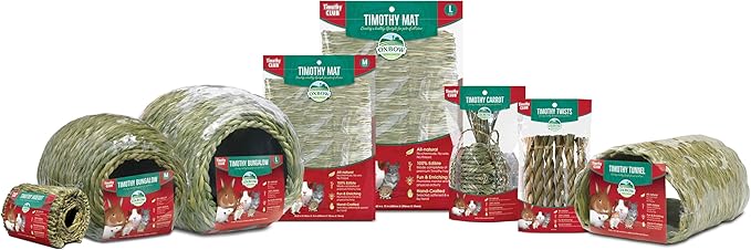 Oxbow Timothy Hay Mat – Edible Habitat Accessory for Rabbits, Guinea Pigs, Chinchillas & Rats – Hand-Woven Natural Mat and Chew, Cage Enrichment for Dental Health, Comfort & Instinctual Play, Large