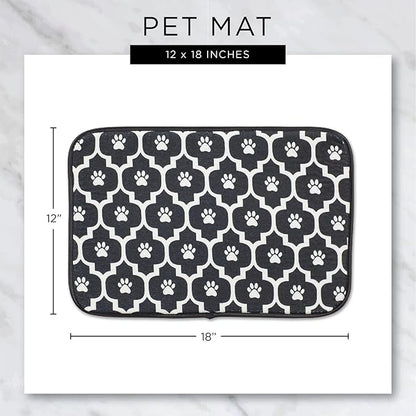 Bone Dry Machine Washable, Ultra Absorbent Pet Mat, 12x18, Stone/Off-White Lattice