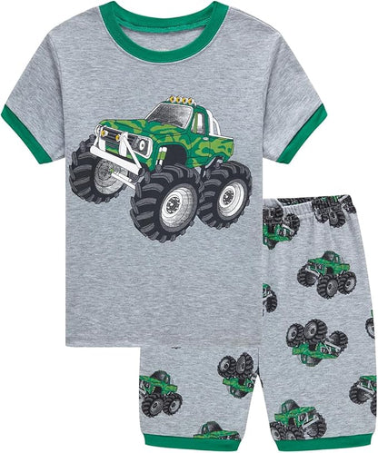 Popshion Boys Pajamas 100% Cotton Toddler Clothes Summer Pjs for Boy Planet Dinosaur Sleepwear Kids Short Sets 2-10 Years