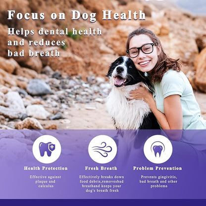 Dog Teeth Cleaning Powder, Pet Dental Powder -Dental Care, Dogs Breath Freshener with Probiotics for Tartar & Reduces Plaque & Bad Breath Teeth Cleaning for Small, Medium, Large Dogs 80g