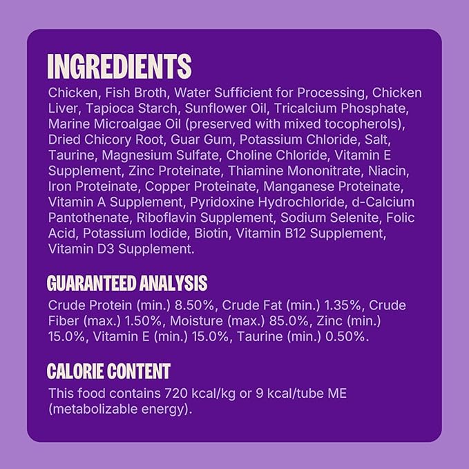 Wellness Lickable Treats Soft Puree Natural Grain Free Adult Cat Treats, Chicken Recipe, Contains 6-0.4 Ounce Squeezable Tubes